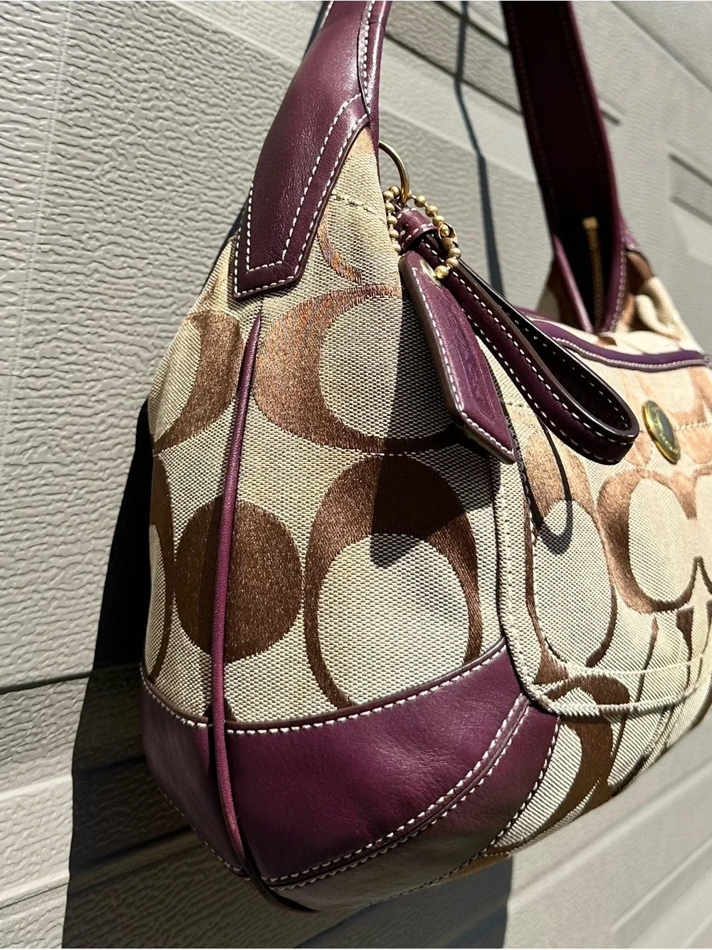 Vintage Y2K 2000s Preppy Coach 11290 Signature C Canvas Hobo Shoulder Bag